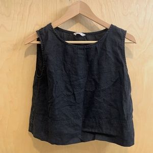 Linenfox Cropped Black Tank Top